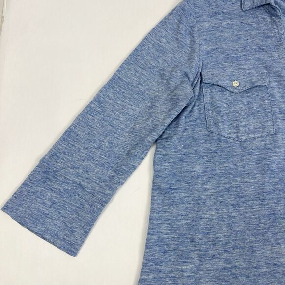 J. McLaughlin Blue Linen Blend 3/4 Sleeve V-Neck Button Top Women’s Large - Picture 5 of 9